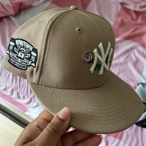 Pink brim fitted New Era hat